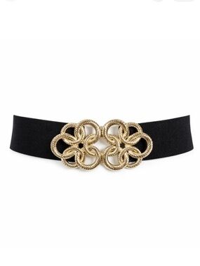 Oracle Braided Gold tone Statement belt Canvas Stretch waist Size S/M Whimsy